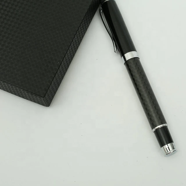 High Quality Carbon Fiber Ink Pen Black Carbon Fiber Roller Metal Gel Pen With Custom Design
