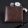 High quality custom retro simple pu leather short slim card holder billfold mens wallet