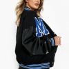 High Quality Custom Wool Body Leather Sleeves Letterman Jacket with Chenille Embroidery Women Crop Varsity Jackets