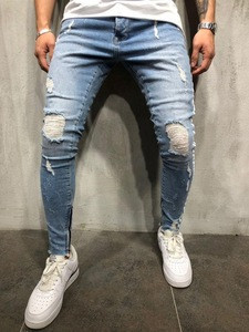 Buy High Street Ripped Knees Jeans Men Skinny Jeans from Hangzhou Tech ...