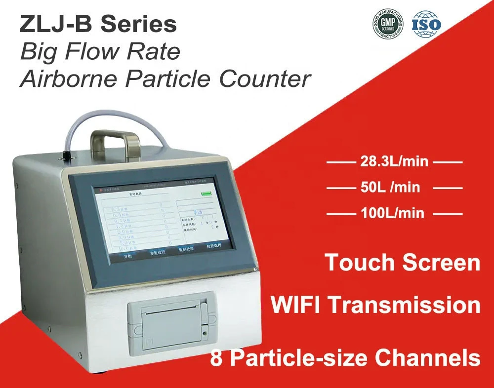 HiYi ZLJ-B550 New Model 8 Channels 50L/min PM0.3/PM2.0/PM5.0/PM10 Touch Screen Cleanroom Particle Counter