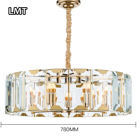 Home decorative metal hotel living room nordic hanging pendant chandelier modern luxury crystal round led chandelier light