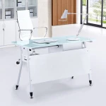 Home modern metal office table small glass office computer desk