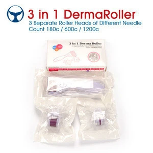 Home use microneedle therapy system 180/600/1200 needles 3 in 1 Derma Roller with Medical CE