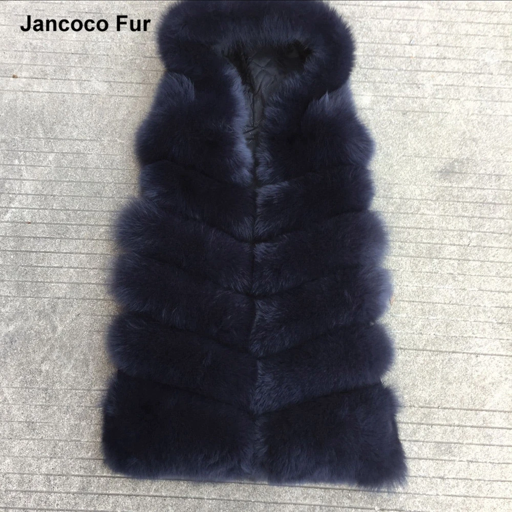 Hooded Vest Real Fox Fur New Top Quality Fashion Winter Women Vest & Waistcoat Fur Shell Decorated with Fur Customized Adults