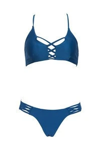 Hot Cross-tie Swimsuit for Girls Bandeau Bikini Top Beads Neck Halter 2019 Female Bathing Swim Suit Sexy for Women Swimwear