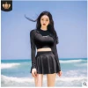 Hot Sale Exposed Navel Short-Sleeved Female Quick-Drying  High waist Skirts Tight-Fitting Thin 2 Pieces Swimwear Factory