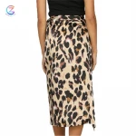 Hot sale Leopard Print Spinning Women Crepe Midi Skirt Elegant Lady Casual Dress  Plus Size Ruffle Dresses Beach Silk Skirts