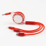 Hot selling 2.1A retractable 3 in 1 charger micro usb cable Type C mobile phone charging cable