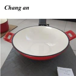 hot selling enameled or pre-seasoned oil cast iron Chinese woks 24CM