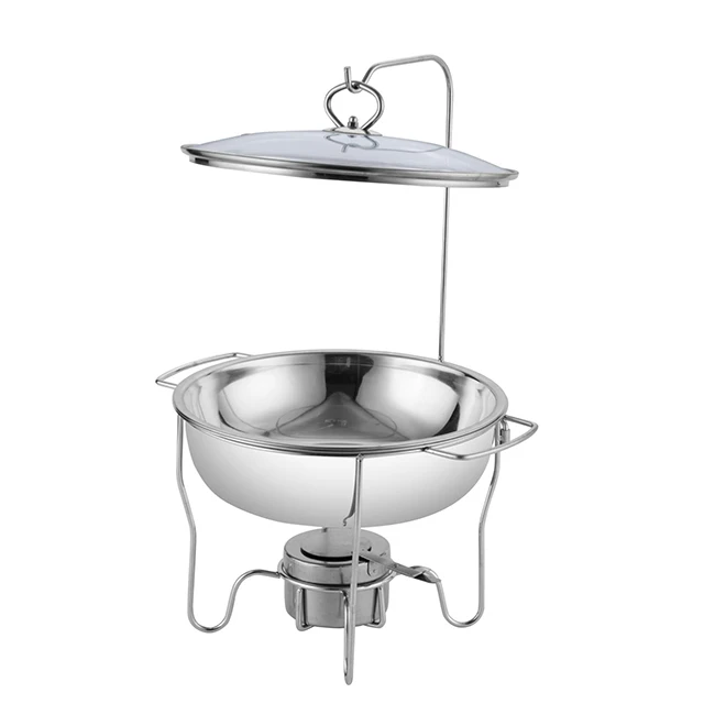 Hot Selling Stainless Steel Round Chafing Dish In Silver Or Gold Color SS201 Hook Food Warmer Serving Dish
