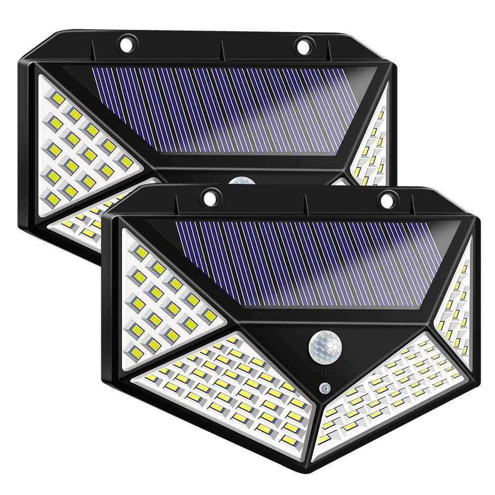 Hotsale 4 Sides Outdoor Lighting Wall Lamp 100LED solar power pir motion sensor wall light