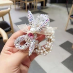 HP-002 Wholesale new girl pearl rubber band crystal ladies hair ring fashion women elastic hair bands