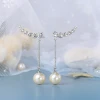 Hypoallergenic Angle Wing Shape 10mm Imitation Pearl Drop Ear Cuffs Climber Earring E459-M