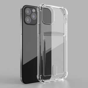ID Card Holder Case Transparency Soft TPU Back Cover For iPhone X XR XS MAX TPU Cell Phone Case For iPhone 11 12
