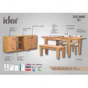 IDER ZEUS DINING ROOM SET (Budget Friendly, Modern, Minimal, Compact Wooden Dining Room Furniture Set with Expendable Table)