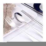 international stainless steel tableware chopsticks Fork Spoon Set 3pcs Camping Cutlery Travel Set with Delicate plastic case