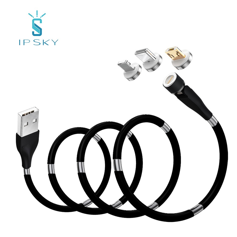 Ipsky new trend 3A supercalla micro usb data cable  Self Winding 3 in1 usb magnetic charging cable