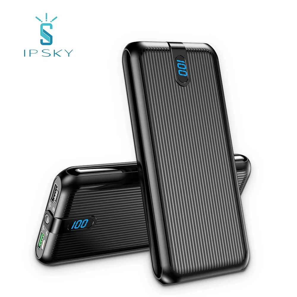 IPSKY slim power banks 20000 smart fast charging portable mobile charger 20000mah powerbank with display