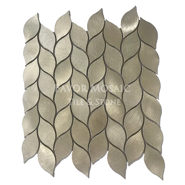 Irregular Leaf Stainless Steel Metal Aluminium Mosaic Tiles For Kitchen