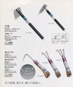 Japanese Farming hoe Triangle Small Hoe With Stainless Steel Blade & Wooden Handle