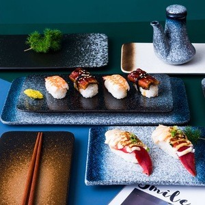 Japanese Popular Strong Quality Black Rectangular Sushi Trays Plate
