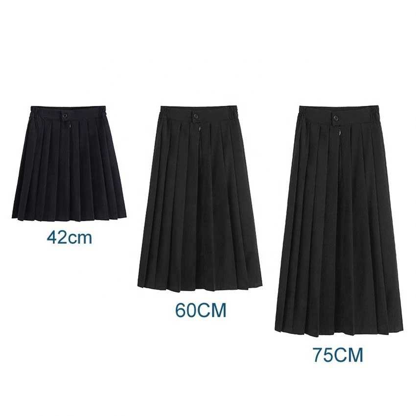 Japanese School Uniforms Solid Color Pleated Skirt Suit Black Grey High School Student Girls Academy Style Bottoms custom