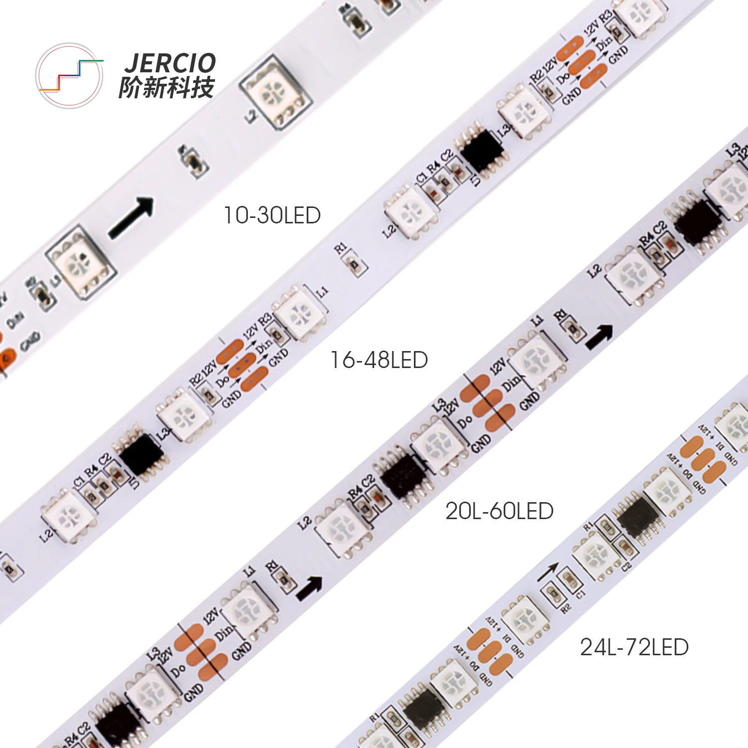 Jercio DC12V WS2811 led Pixels Programmable led strip 30/48/60 leds/m,WS2811IC 5050 RGB SMD White/Black PCB led strip