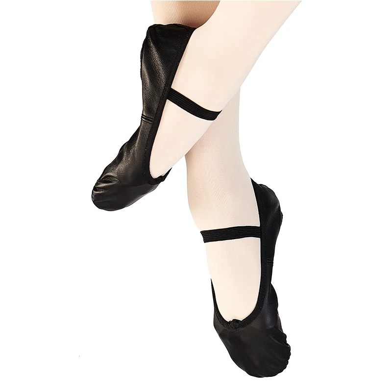 JW Women Girls Leather Soft Full Sole black pink Leather Ballet Dance Shoes