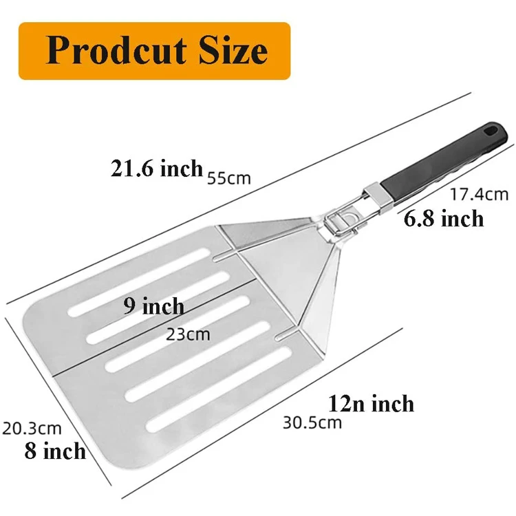 Kitchen Baking Pizza Cutter Stainless Steel Pizza Peel with Folding Handle foldable pizza peel