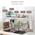 Kitchen Organizers 2-Layer 85CM 304 Stainless Steel Shelf MetalOver Sink Dish Drying Rack Sink Countertop Storage Holders & Rack