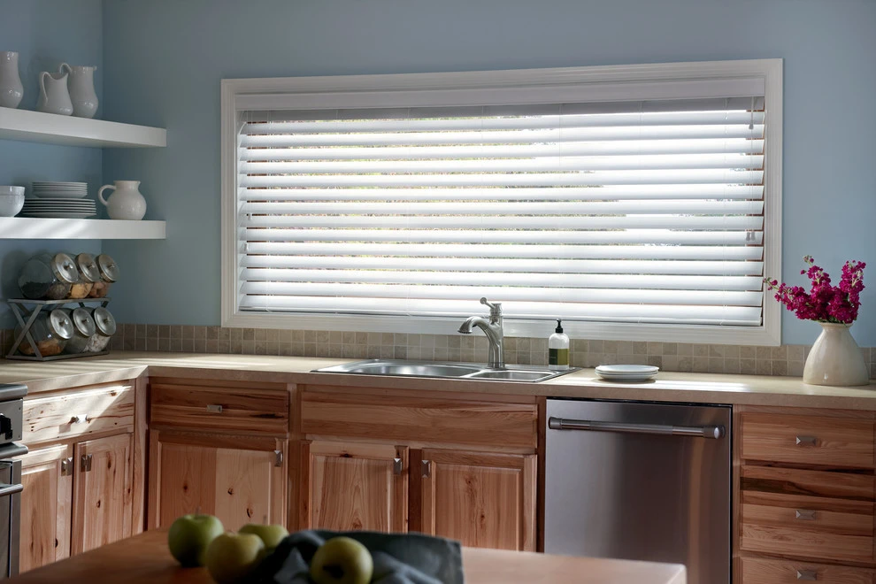 Kitchen window waterproof sun blades easy installation wood venetian blinds