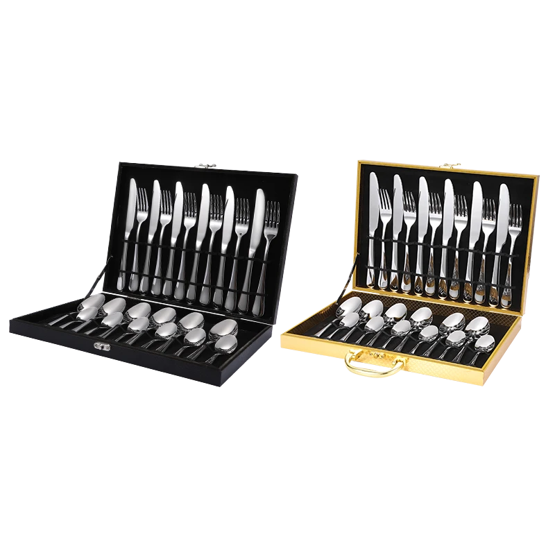 Knife Spoon Fork Set Gold Cutlery 24PCS Stainless Steel Flatware sets Cutery Set