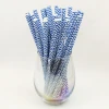 Kraft paper blue wavy design bar accessories printed colors  drinking paper straw