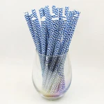 Kraft paper blue wavy design bar accessories printed colors  drinking paper straw
