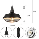 Lamp home decor Chandeliers Pendant Lights with Plug in 15ft Braided Cord and Switch Rustic Vintage Swag Lamp