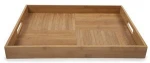 large bamboo storage food serving tray with handle