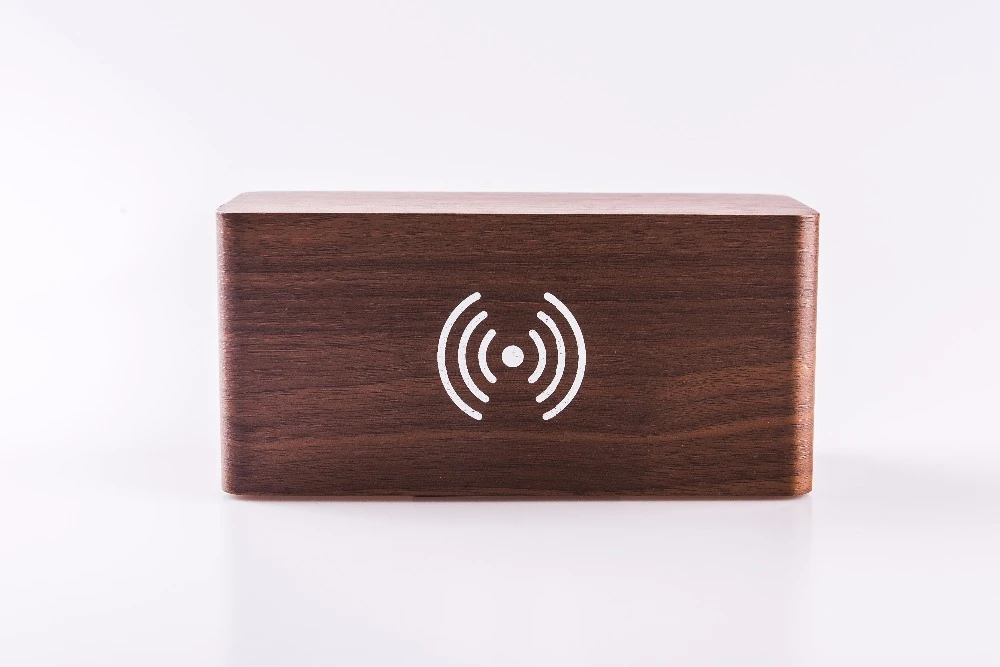 LED Digital Wooden Alarm Clock  With Wireless Phone Charging