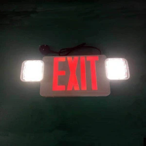 led  emergency fire exit sign with twin spot emergency light