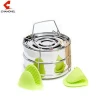 LFGB Stainless Steel Portable Stackable Food Steamer Basket Insert Pans Vegetable Double Boiler