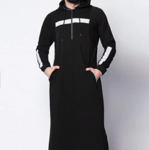Long Style Arab hooded thawb Islamic Clothing Abaya Muslim Mens Thobes