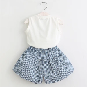 lx20769a fashion sleeveless girls set wholesale kids plaids clothes childrens boutique clothing