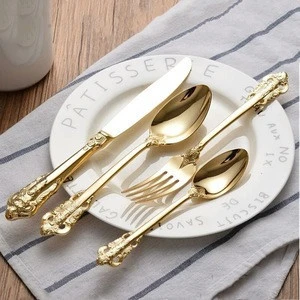 March Best Selling Royal Gold S-S Camping Spoon Knife Fork/Hot sale Flatware Sets