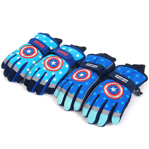 [MARVEL]Captain America Star Ski Gloves for kids boys and girls blue sky blue cartoon