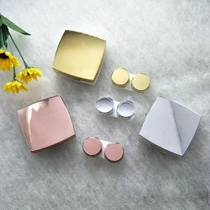 MeeTee High Quality Pink Silver Gold Shiny Mirror Box Surface Contact Lenses Accessories Lens Case with Tweezers H-J198