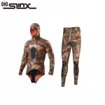 Men Women Two Piece Camouflage Jumpsuit Wetsuit Suit NewNeoprene 5mm Free Diving Hooded Unisex