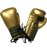 metallic boxing gloves golden green genuine leather custom logo boxing equipment manufacturer in sialkot Pakistan