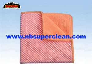 Microfiber kitchen cleaning towel with scrub mesh kitchen wash towel