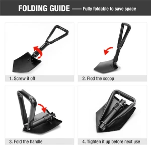 Military Survival Tool Multifunctional Folding Shovel Straight 9 1/2in