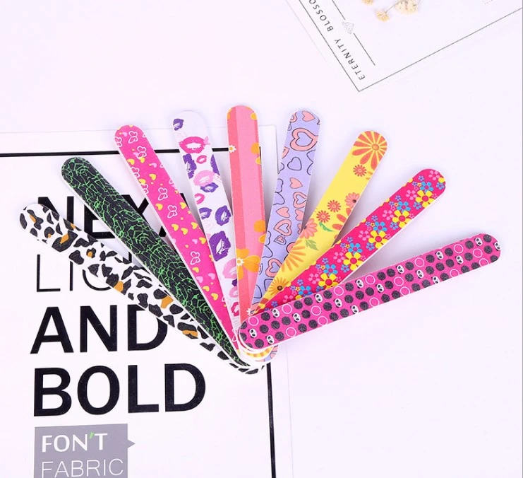Mixed patterns design soft touch nail polish file colorful custom printed mini nail file buffer